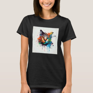 Splash Maine Kun Katze Farbspritzer Farbige Frauen T-Shirt