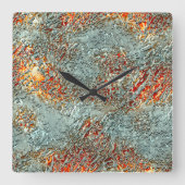Splash matte Metall schmolzen auf lebendig orange  Quadratische Wanduhr (Vorderseite)