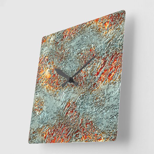 Splash matte Metall schmolzen auf lebendig orange  Quadratische Wanduhr (Winkel)