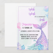 Splash-Meerjungfrau Geburtstagsausschreibung Einladung (Vorne/Hinten)