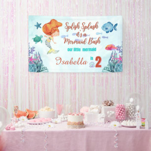 Splash Mermaid Bash Girls 2. Geburtstag Banner