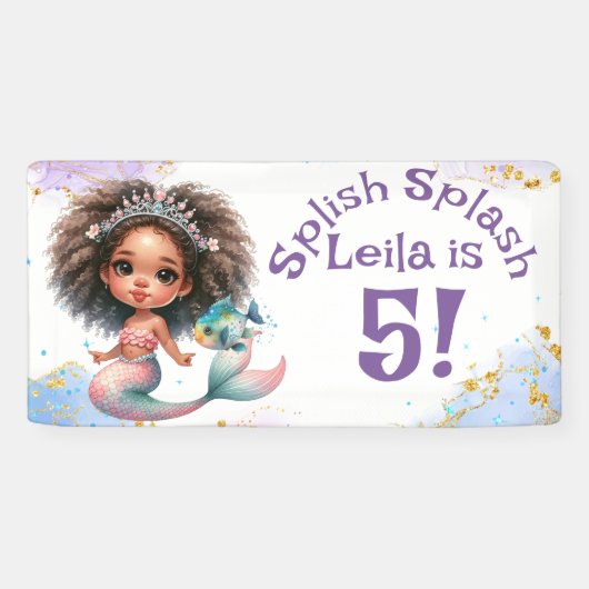 Splash Mermaid Party Birthday Banner (Horizontal)