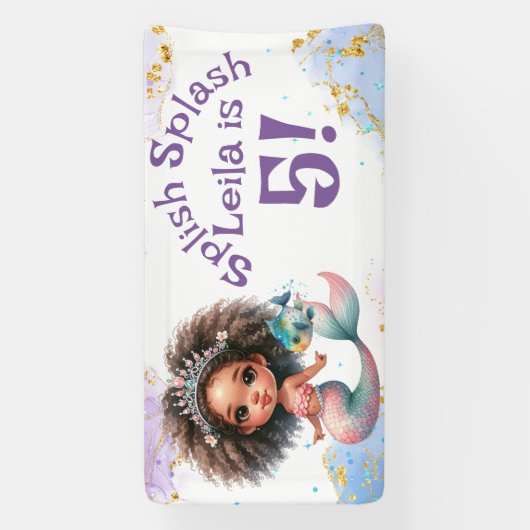 Splash Mermaid Party Birthday Banner (Vertikal)