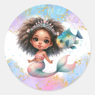 Splash Mermaid Party Schlicht Rundsticker Runder Aufkleber