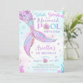Splash Mermaid Pool Party Einladung Girl (Stehend Vorderseite)