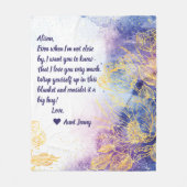 Splash of Blue Watercolor mit Gold Blume + Hinweis Fleecedecke (Vorderseite)