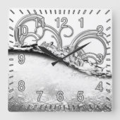 Splash of Platinum Square Clock Quadratische Wanduhr (Vorderseite)