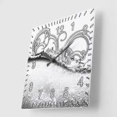 Splash of Platinum Square Clock Quadratische Wanduhr (Winkel)