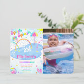 Splash Pad Birthday Foto Einladung (Stehend Vorderseite)