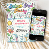 Splash Pad Party Bunte Sommer Kindergeburtstag Einladung