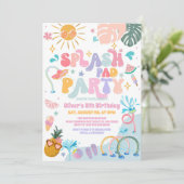 Splash Pad Party Pool Party Summer Birthday Einladung (Stehend Vorderseite)