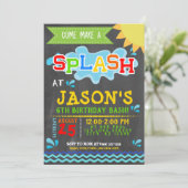 Splash Park Party Summer Boy's Birthday Einladung (Stehend Vorderseite)