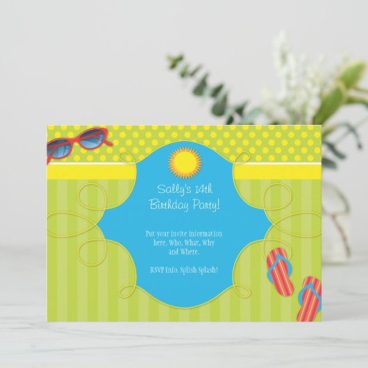 Splash-Party Einladung (Stehend Vorderseite)