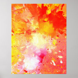 'Splash' Pink und Orange Abstrakt Art Poster Print
