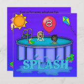 "Splash" Pool Party 8. Geburtstag Einladung (Vorne/Hinten)