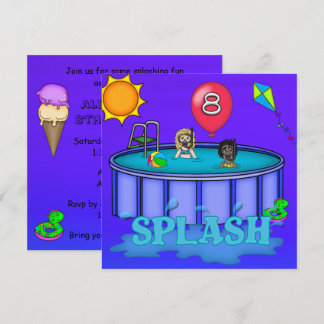 "Splash" Pool Party 8. Geburtstag Einladung