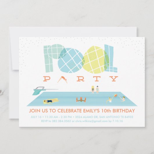 Splash Pool Party Einladung (Vorderseite)