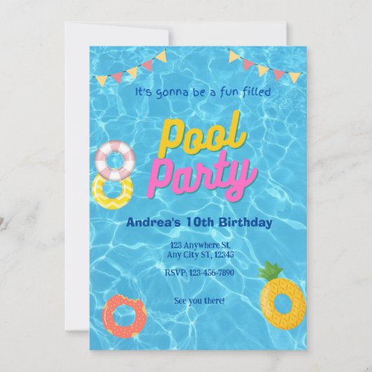 Splash Pool-Party Einladung (Vorderseite)