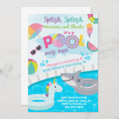 Splash Pool Party Geburtstag einladen. Einladung (Vorne/Hinten)