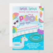 Splash Pool Party Geburtstagsbash, Geschwister. Einladung (Vorne/Hinten)