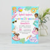 Splash Pool Party Geburtstagsfeier Einladung - Mäd (Stehend Vorderseite)