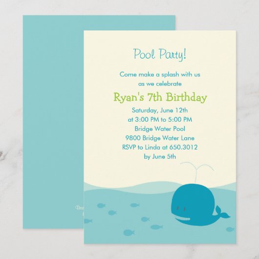Splash Pool Party oder Beach Party Einladung (Vorne/Hinten)