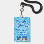 Splash Pool Party VIP Einladung Ausweis (Vorderseite mit Lanyard)