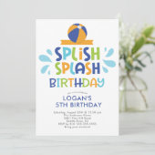Splash Sommerpool Geburtstagseinladung Einladung (Stehend Vorderseite)