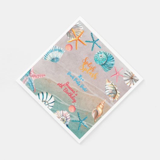 Splash Sommerstrand Geburtstagsparty Serviette (Ecke)