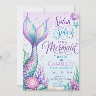 Splash Splash Es ist eine Mermaid-Bash-Geburtstags Einladung