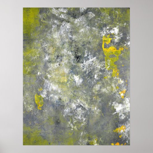 'Splash, Splash' Grau und Gelb Abstrakte Kunst Poster (Vorne)