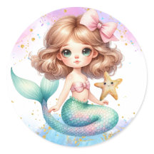 Splash Splash Mermaid Schlichte Party Sticker