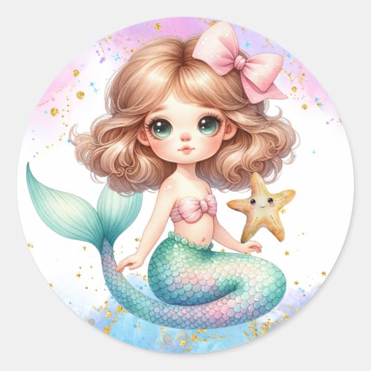 Splash Splash Mermaid Schlichte Party Sticker (Vorderseite)