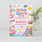 Splash Splash Rutschbahn Bash Geburtstag Einladung (Stehend Vorderseite)