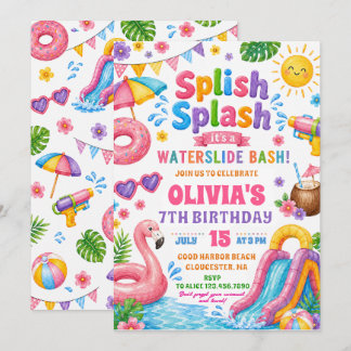 Splash Splash Rutschbahn Bash Geburtstag Einladung