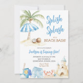 Splash Summer Beach Bash Boy Birthday Einladung (Vorderseite)