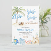 Splash Summer Beach Bash Boy Birthday Einladung (Stehend Vorderseite)