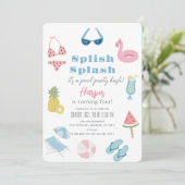 Splash Summer Pool Party Girl Einladung (Stehend Vorderseite)