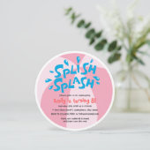 Splash Summer Pool Party Girls Geburtstag Einladung (Stehend Vorderseite)