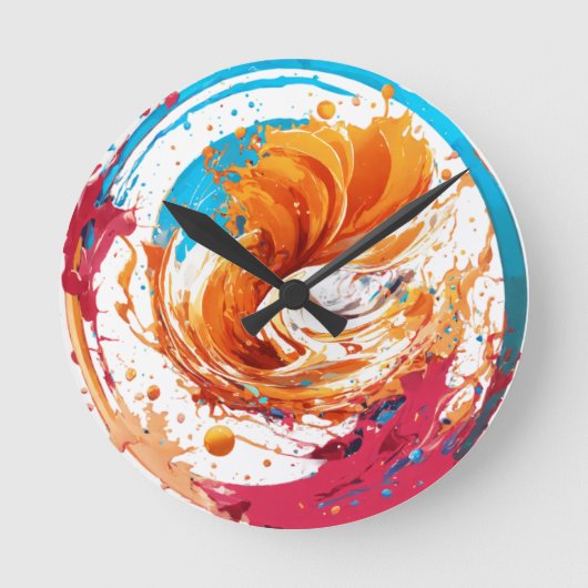 Splash Swirl - Abstrakte moderne Wall Clock Runde Wanduhr (Vorderseite)