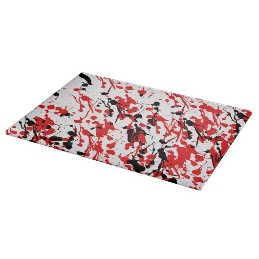 Splash und Tropfen Art Rot und Schwarz Glas Schneidebrett (Ecke)