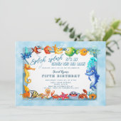 Splash unter dem Meeresjunge Einzigartig Geburtsta Einladung (Stehend Vorderseite)