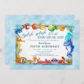 Splash unter dem Meeresjunge Einzigartig Geburtsta Einladung (Vorne/Hinten)