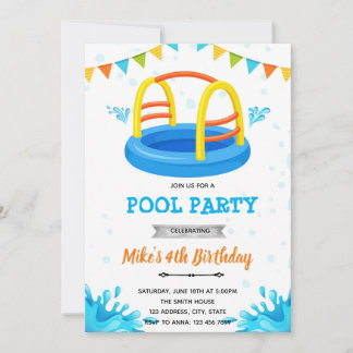 Splash Wasserpark Pool Party Einladung