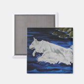 Splash White German Shepherd Dog Magnet (Vorderseite/Rückseite)