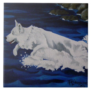 Splash White German Shepherd Tile Fliese