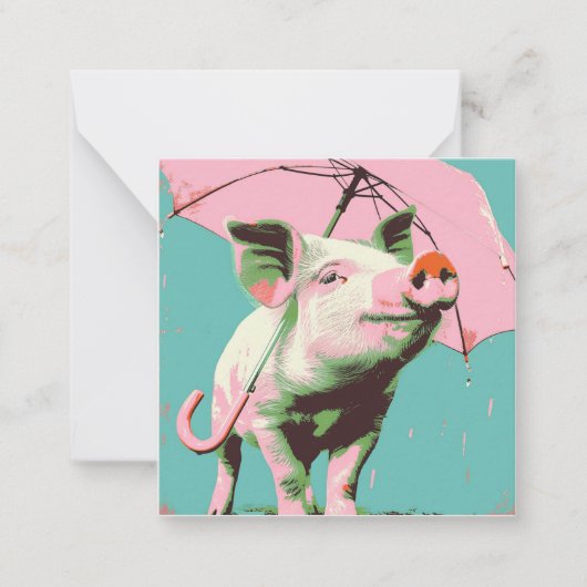 Splashing Adventures: Minimalistischer Schweinegus Mitteilungskarte (Vorderseite)