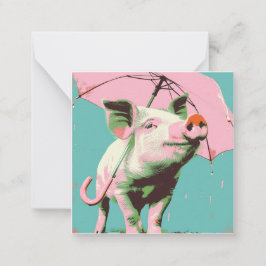 Splashing Adventures: Minimalistischer Schweinegus Mitteilungskarte