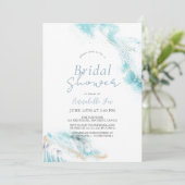 Splashing Blue Waves Coastal Brautparty Einladung (Stehend Vorderseite)