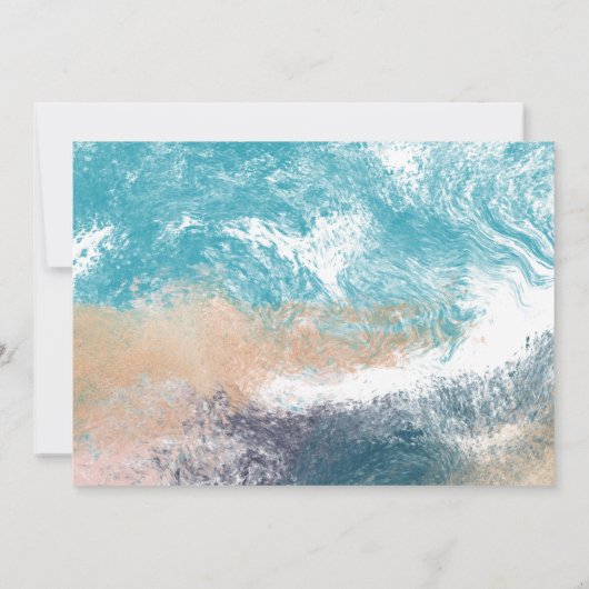 Splashing Blue Waves Coastal Hochzeit retten das D Einladung (Rückseite)